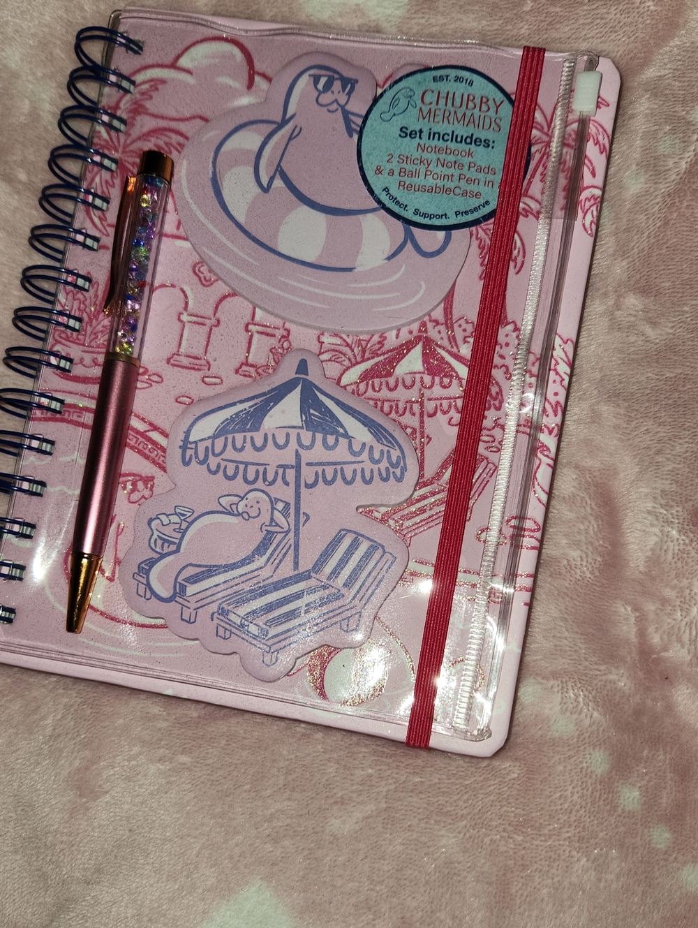 Pink Spiral Notebook Set with Pen
